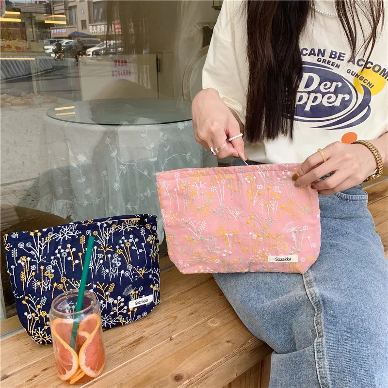 

Женская косметичка с цветочным принтом для девочек, дорожные туалетные принадлежности, большая косметичка для красоты, сумки для стирки, холщовые сумки, органайзер для хранения