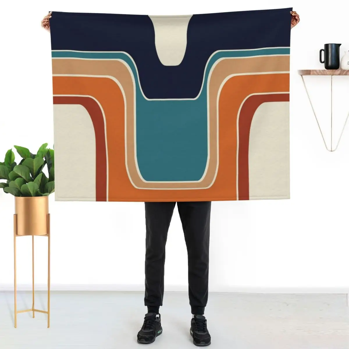 

Mod Wave Space Throw Blanket Shaggy Furry Soft Blanket for Bedroom Living Room