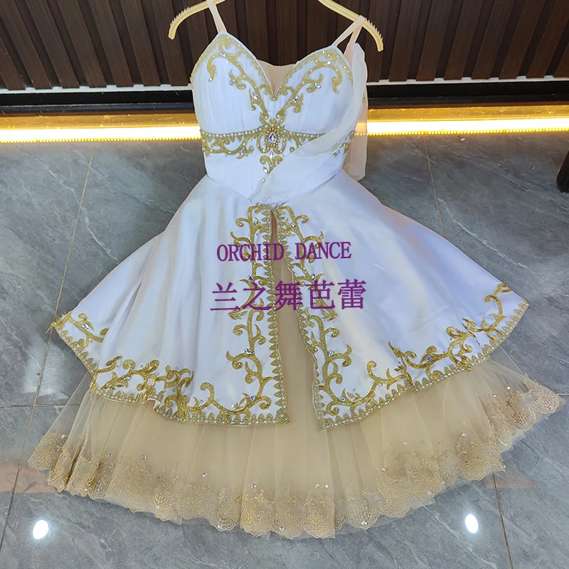 BT2507150 High Quality Custom Size Kids Girls  Ballet Dance Performance Wear Gilsay Cream Long Romantic Tutu Dress
