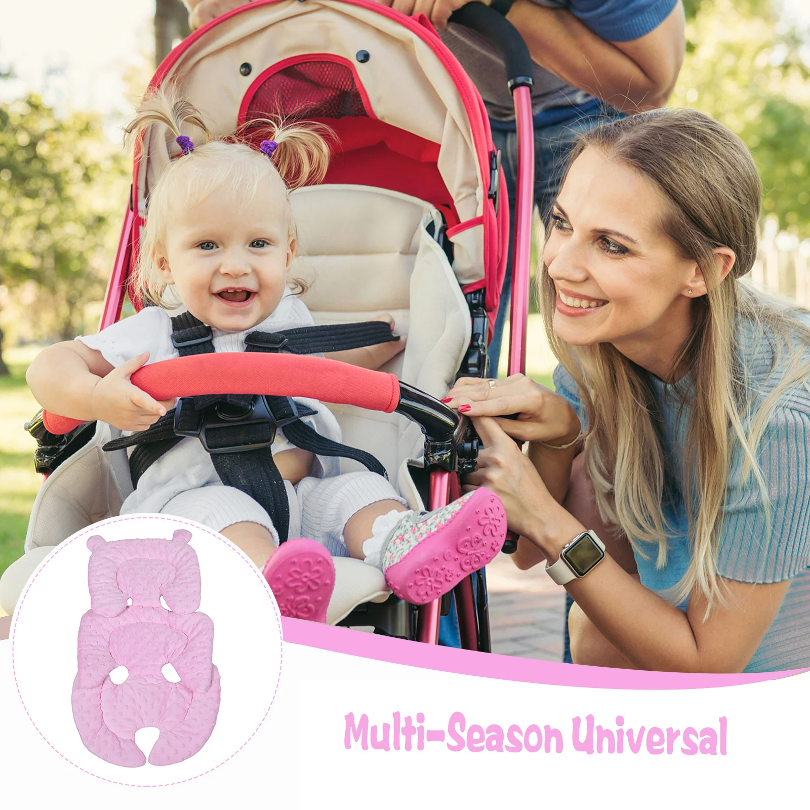 وسادة مريحة سميكة لعربة الأطفال لخريف وشتاء، دعم عالمي، سهل التنظيف، ركوب الخيل الطويلة