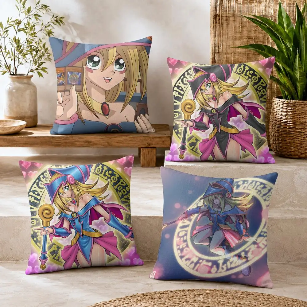 Dark M-Magician Girl Cushion Cover Natural Linen Organic Fabric Double-Sided Printing Breathable For Decor