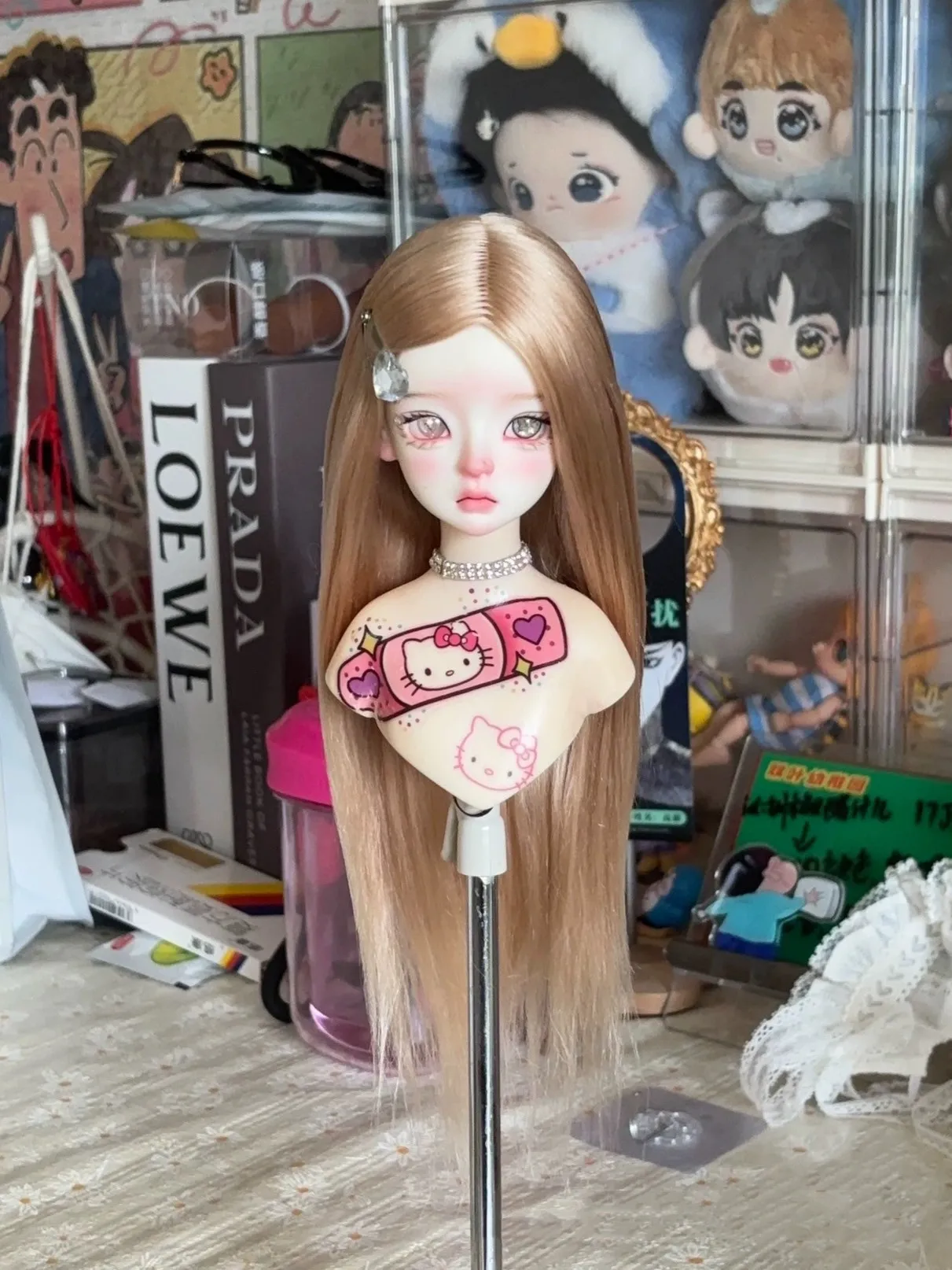 인형 액세서리용 헤어 1/4 BJD 인형 헤어, 신축성 없는 하드 쉘 가발 크로스 앤드 소우 스트레이트 헤어 무료 배송