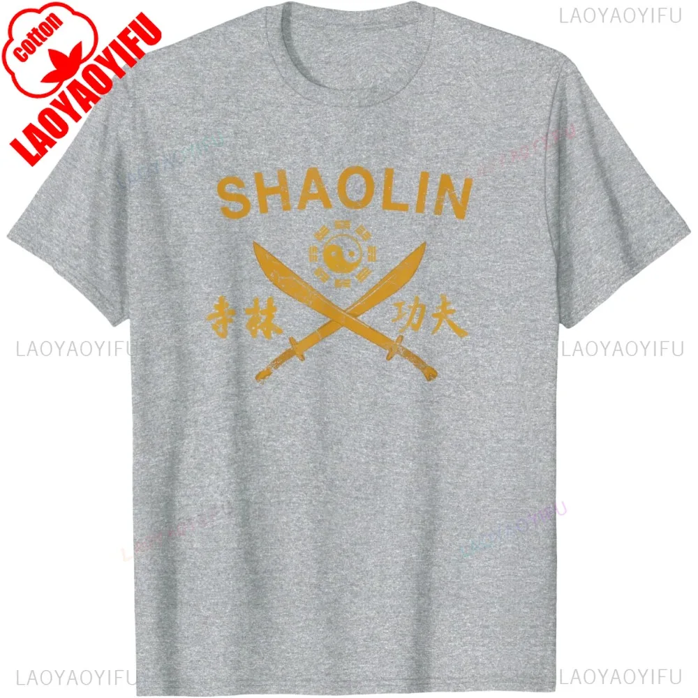 شاولين معبد الكونغ فو برودسوريد الجرافيك الفن الصيني تاي تشي عاشق تي شيرت موضة عادية فضفاض القطن رجل التي شيرت Harajuku تيز