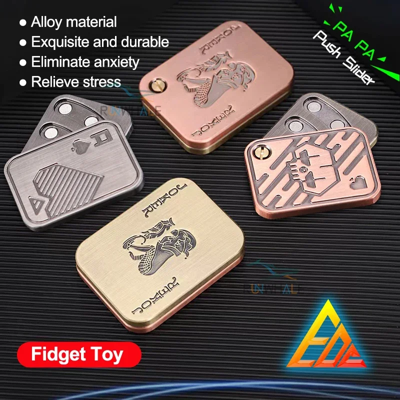 EDC Push Slider Metal Fidget Anti Stress Toys Adults Finger Spinner Poker Relieve Anxiety Toy Portable Pop Magnetic Slider Games