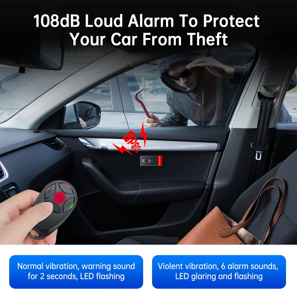 Hollarm Wireless Bicycle Motorcycle Alarm Adjustment Anti Theft Door Window Sensor Car Vibration Sound And Light Alarm Bike Find