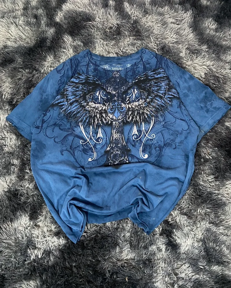 Novedad de verano, camiseta estampada de gran tamaño a la moda para hombres Y2K Harajuku Vintage Hip Hop, camisa gótica de manga corta de gran tamaño para hombres y mujeres