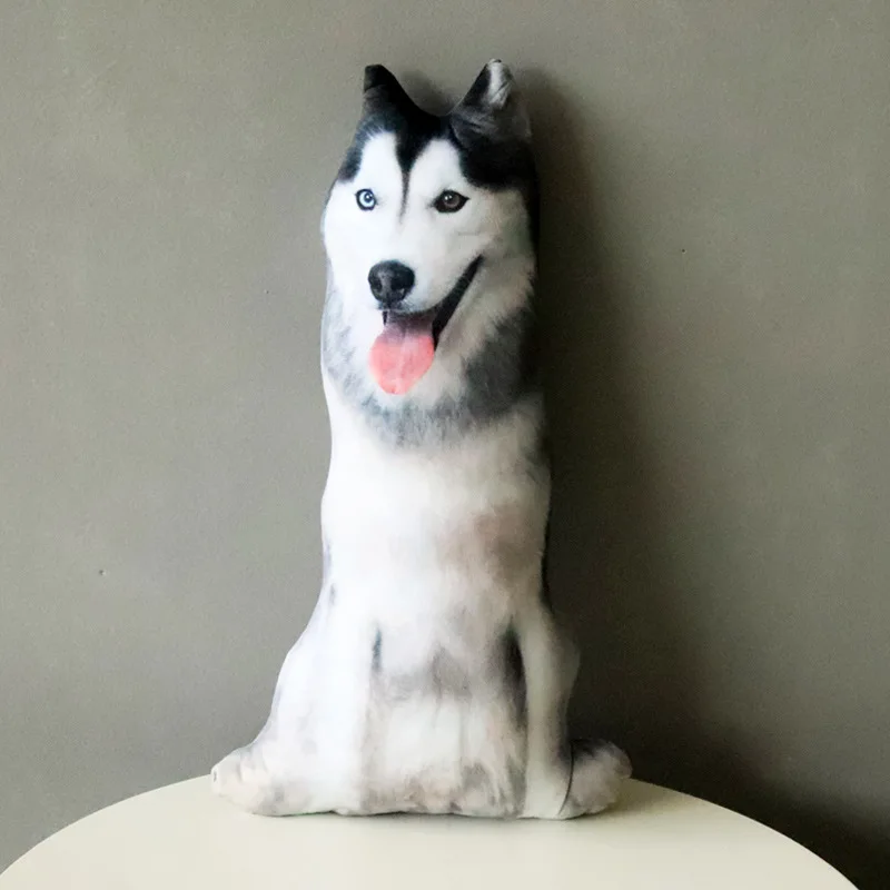 3D cute curved dog pillow 50CM realistic animal fun dog head role-playing children's Favoritetoy dog doll cushion Christmas gift