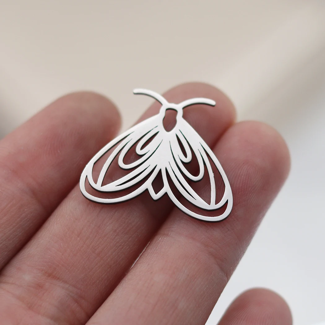 3pcs Insect Charms Moth Art Line Stainless Steel Pendant Charms for Jewelry Making Earrings Bracelets Handmade diy Accessories