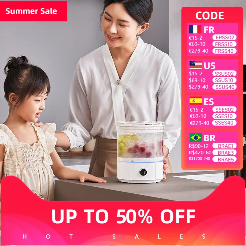 Mesin pembersih buah, penghilangan sisa pestisida, pembersih sterilisasi buah dan sayuran, pembersihan pusaran berkecepatan tinggi