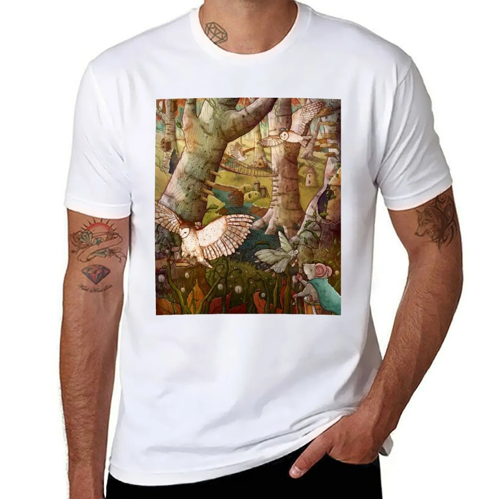 

Of Mice and Owls Mouse Guard Fan Art T-Shirt man t shirt luxury t shirt for man T-Shirt