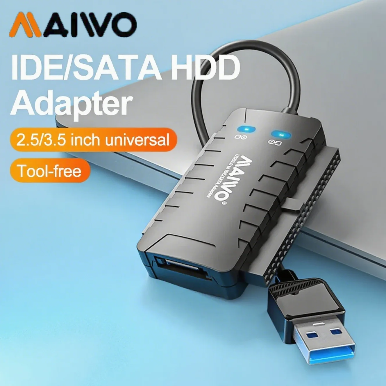 

MAIWO IDE/SATA HDD Adapter 3-in-1 External Hard Drive Converter for 2.5/3.5 Inch HDD SSD USB3.0 to SATA Adapter Cable Portable