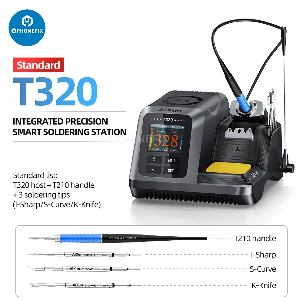 AIXUN T320 200W 2S Rapid Heating Soldering Station with T245 T210 Soldering Iron Handle Tips for Phone PCB Welding Repair