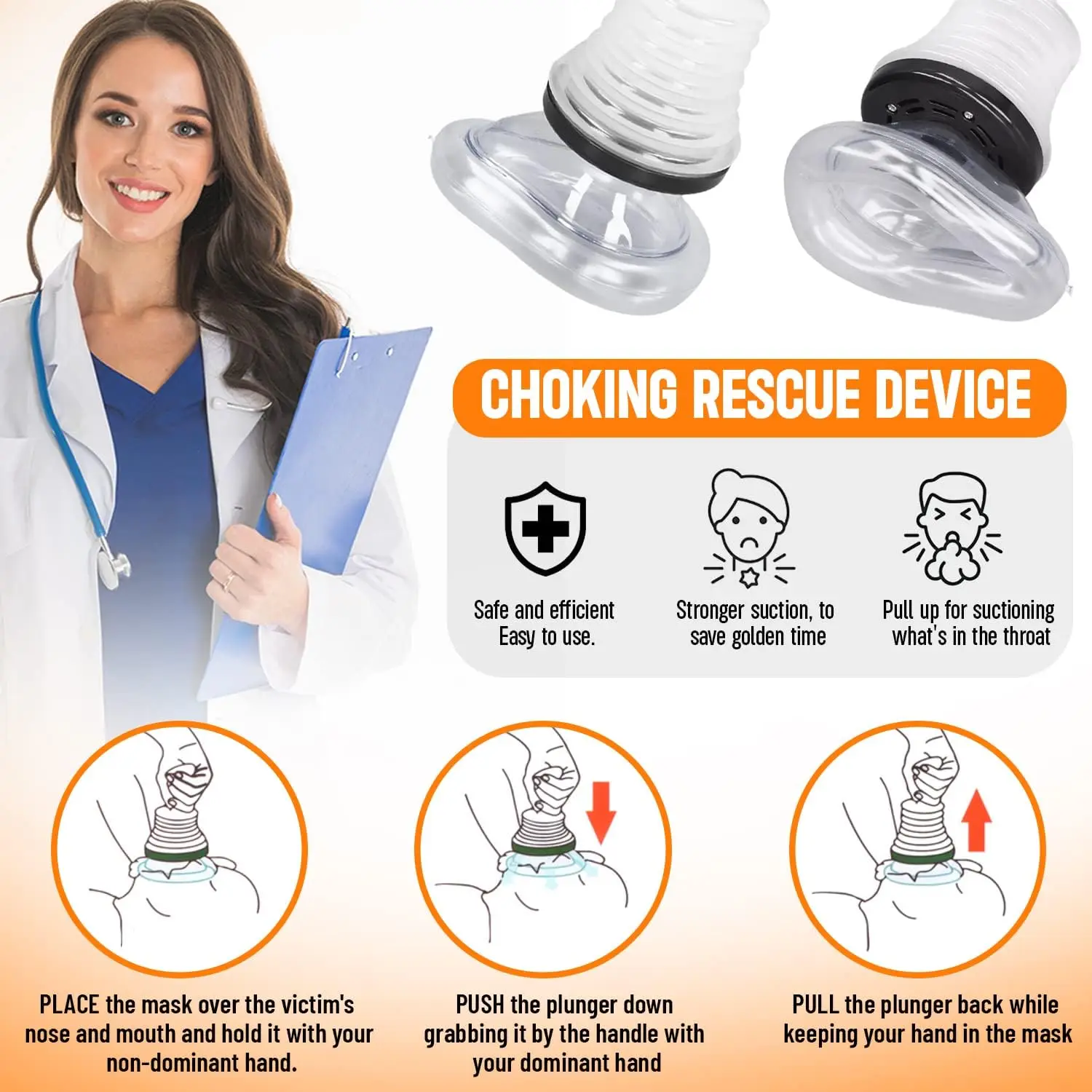 Portable Choking Rescue Device 3-piece Life First Aid Kits Adult Children Mask Choke Home Simple Anti Suffocation Device