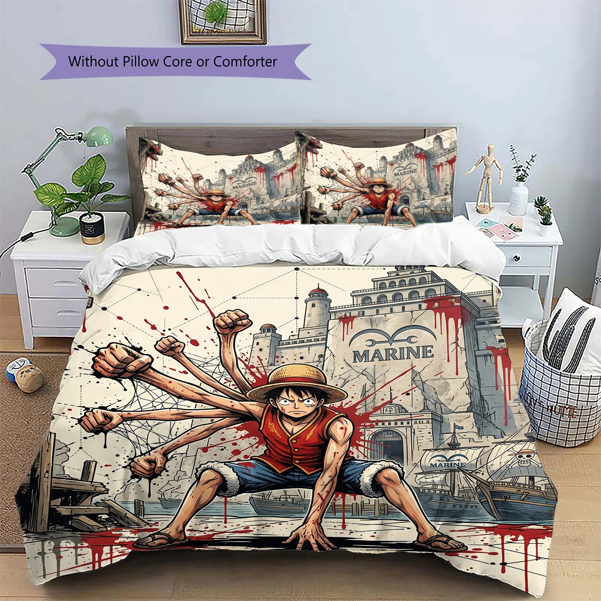 One Piece Pillowcase & Duvet Cover Set | One Piece Collectible Bedding | Gift for Fans YUN6511