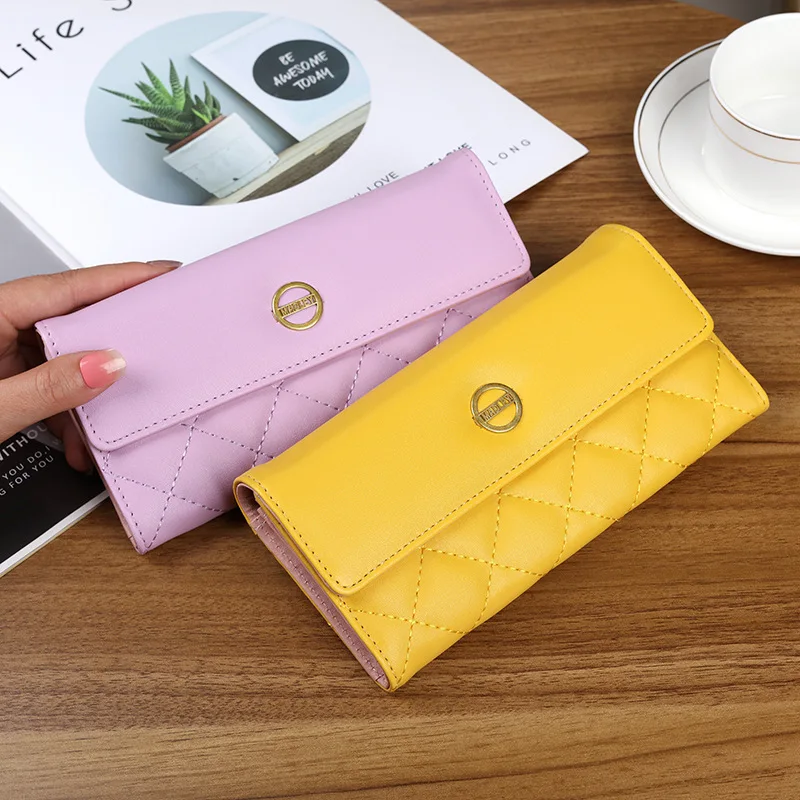2022 New Women Wallet Lady Clutch Leather Plaid Hasp Female Wallets Long Card Holder Phone Bag Money Coin Pocket Ladies Purses