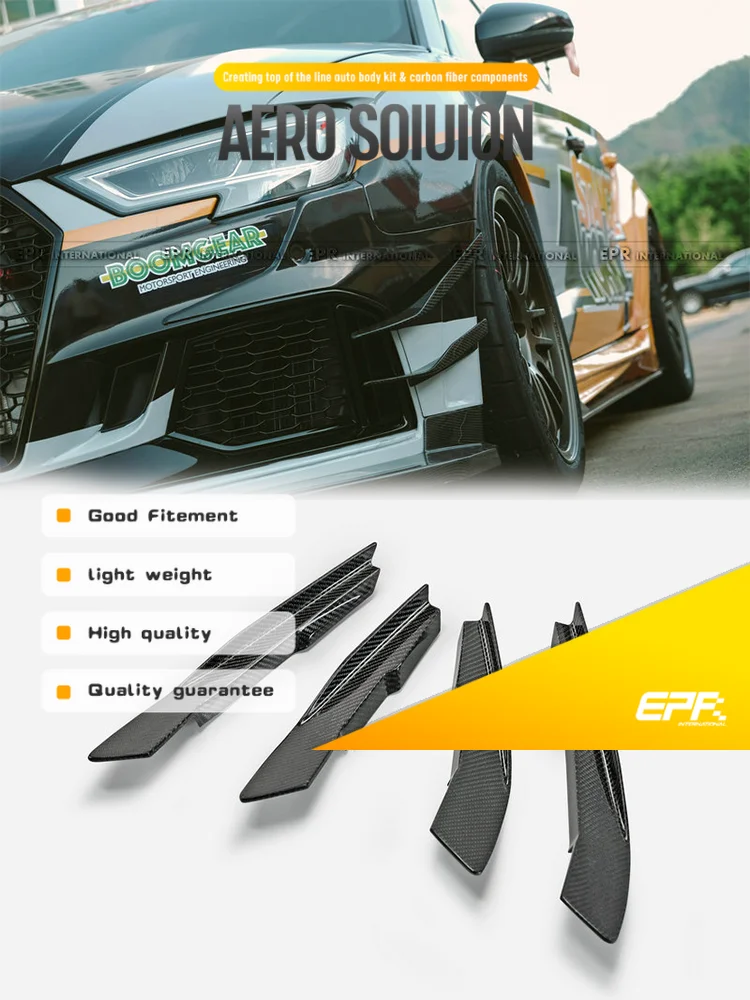 

For Audi RS3 S3 8V Front Bumper Canard - Stanceworkz Spec-LM 4PCs - Fits RS3 Bumper Only