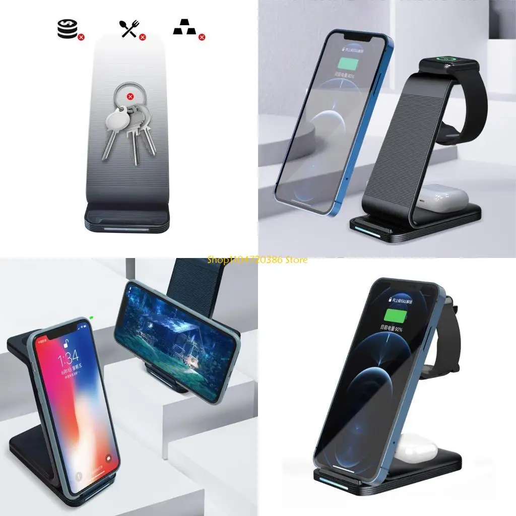 

K0EA 3 in 1 Desktop Wireless Charging with Indication Function High Power Charger 10W for Android/for Apple/