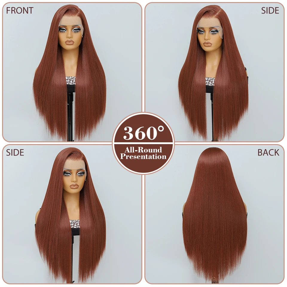 Straight Synthetic Lace Front Wigs 13X6 For Female Blonde Blue Black Lace Frontal Wigs With HD Lace High Temperature Fibre Wigs