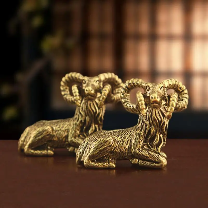 Handcrafted Pure Copper Giant Horned Antelope Ornament Exquisite Cast Goat Figurine for Bedroom Entryway Table Decor Collection