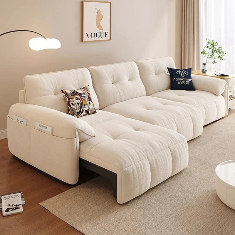 Yunduo Electric Sofa Bed Modern Cream Style Elephant Ear Folding Telescopic Multifunctional Fabric for Living Room