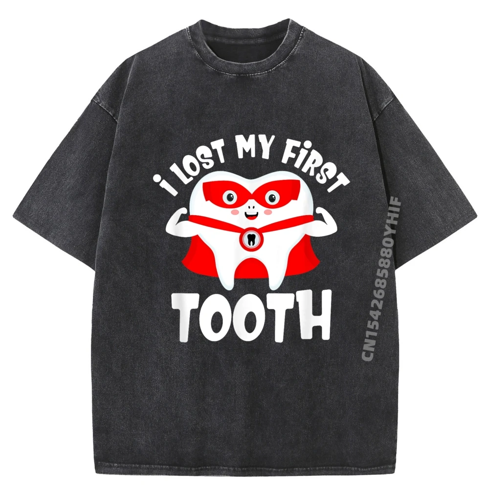 

I Lost My First Tooth Dentist Baby Teeth Grandkids Брендовая одежда Роскошная футболка Мужская трендовая стираная футболка Camisetas Hombre