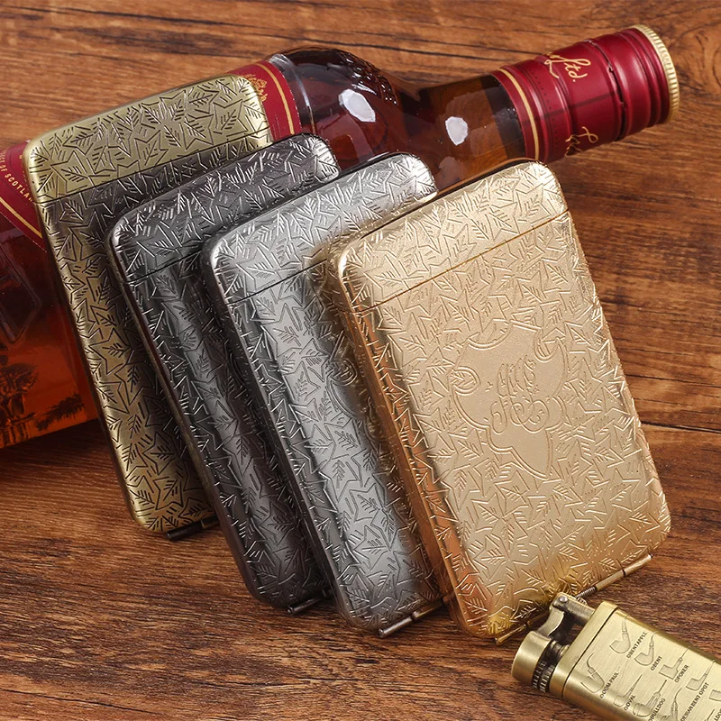 Metal Cigarette Box 16 20 Capacity Luxury Vintage Engraved Cigarette Case Container Smoking Accessories