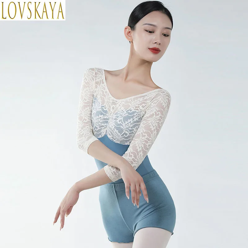 High end Spring and Autumn Long sleeved Lace Ballet Skirt Practice Gymnastics Skirt Women's Ballet Skirt Dance Dress