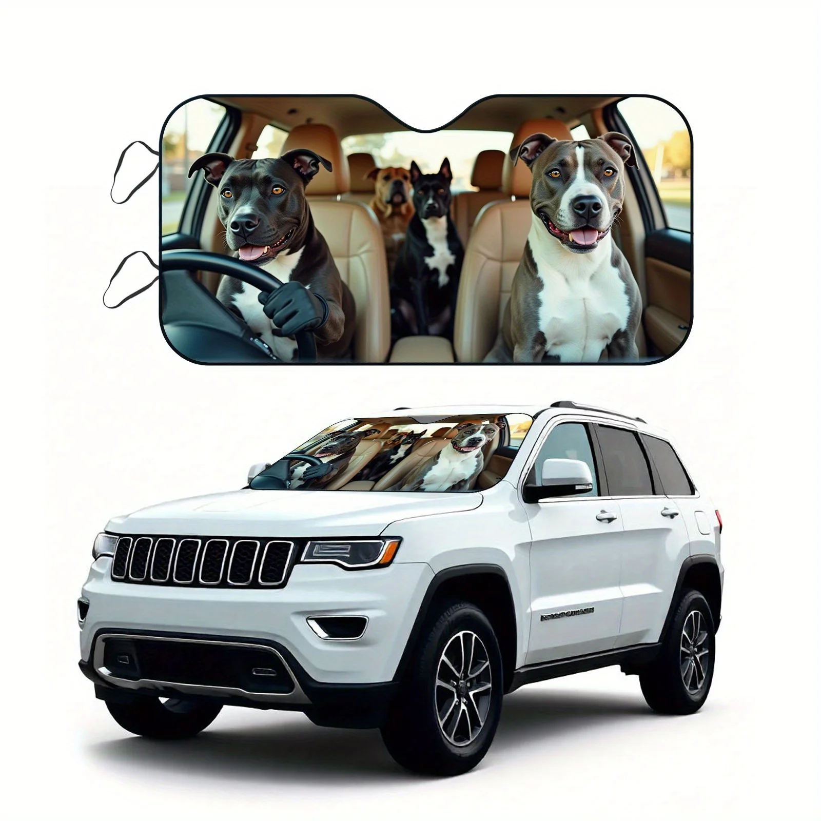 

Sun Protection, 1pc Pitbull Driving in Carthe Design, Portable And Foldable, Easy to Install on All Vehicles, Protect Interior,