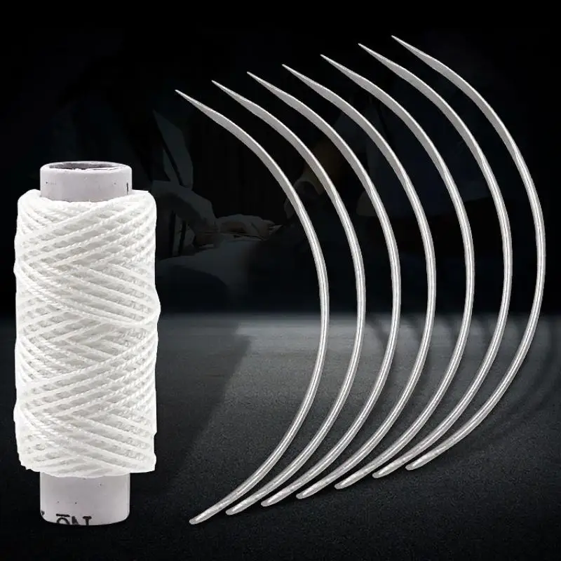 10Pcs/Bag Veterinary Suture Needle Or 1Roll SuturesPig Cattle Sheep Beast Surgical Needles Curved Trigeminal For Veterinary Team