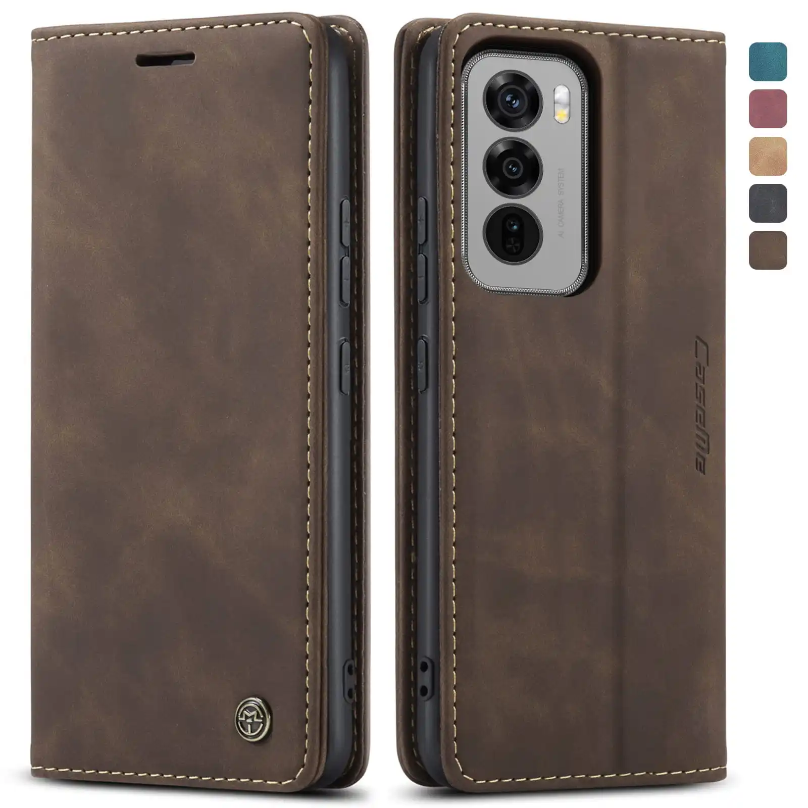 

Luxury Retro Case for Oppo Reno12 Multiple Card Slots Stand Function Phone Cover for Reno12 FS 5G Leather Wallet