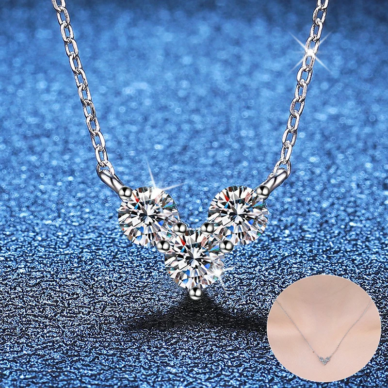 

Apaison 4 mm D Color Moissanite Necklace Pendant For Women Fine Jewelry 100% 925 Sterling Silver Clavicle Chain Gift Wholesale