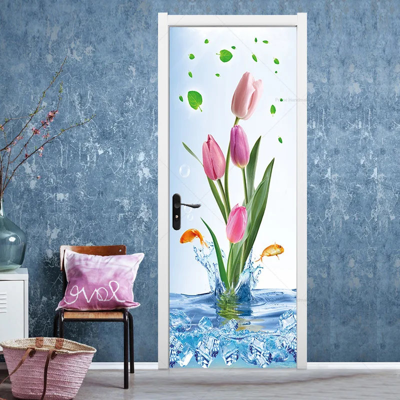 

Narcissus Home Decoration Door Sticker Customizable Size Flower Mural Dustproof and Dirty Resistant Self-Adhesive PVC Sticker