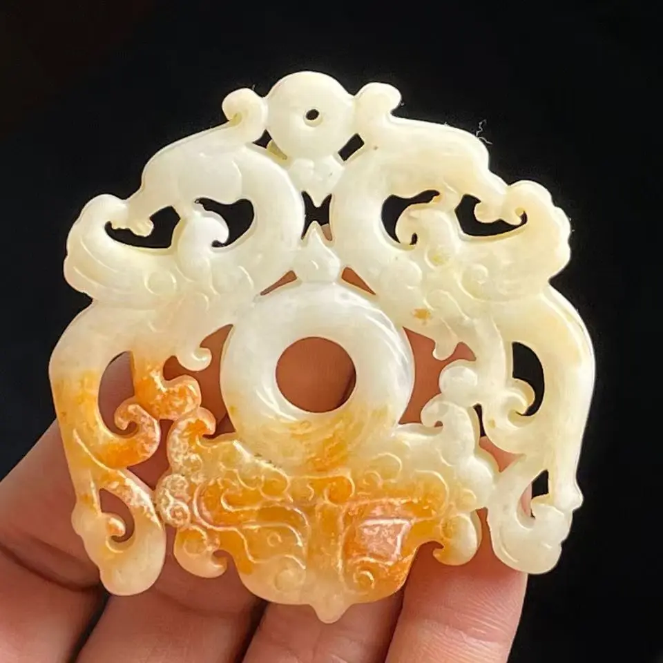 

Китайская антикварная старинная статуя дракона с резьбой по нефриту