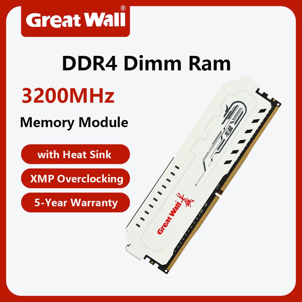 

Great Wall Memoria DDR4 Desktop RAM 8GB 16GB 32GB 3200MHz High Quality Memory Desktop DIMM DDR4 RAM with Heat Sink