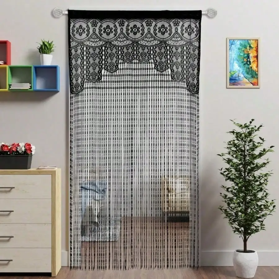 100*200cm 39×79in Macrame Lace Door String Curtain For Doorways Divider Window Panel Room Wall Closet Curtains Door Drapes Decor