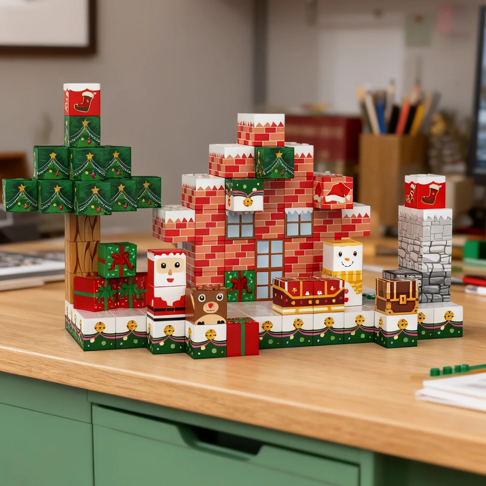 Blocchi magnetici caldi 154-180 PCS STEM Montessori Giocattoli sensoriali Casa di Natale Cubi magnetici Giocattoli da costruzione per le ragazze dei ragazzi