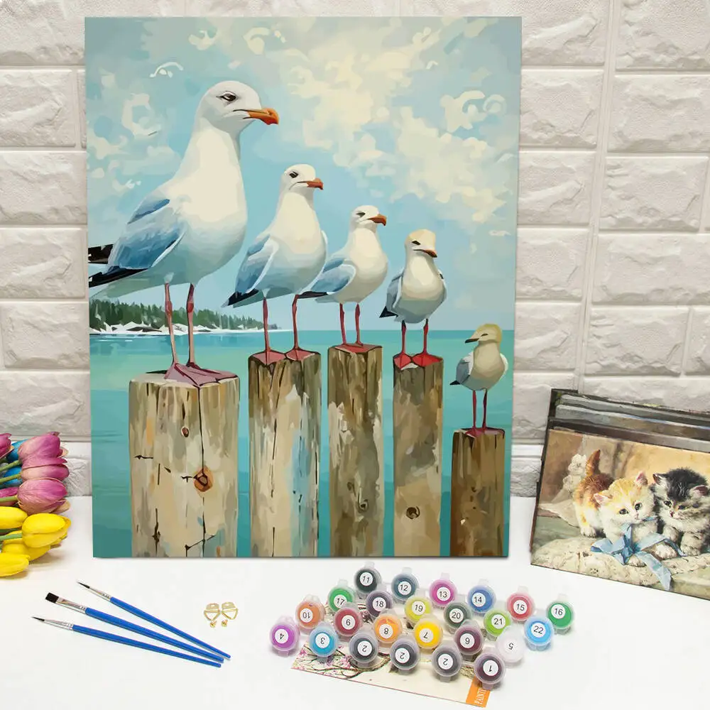 Ölgemälde nach Zahlen, Berglandschaft, DIY, digitale Malerei, Haus, Baum, Landschaft, Bild, Kunsthandwerk auf Leinwand, handgemaltes Geschenk