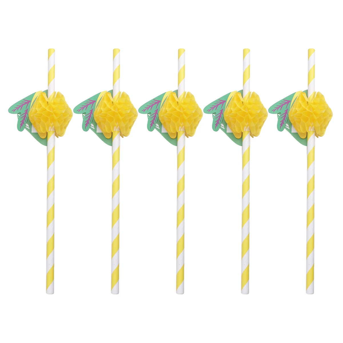 

25 Pcs Honeycomb Fruits Design Straws Ball Enjoyable Drinking Delightful Paper Material