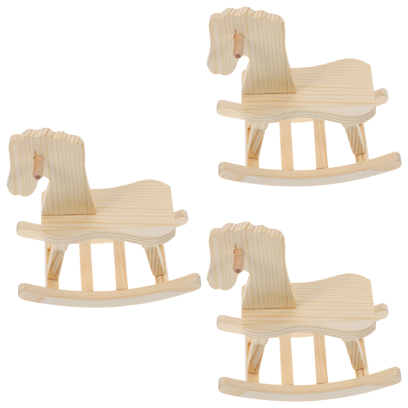 3 Sets DIY Toy Wooden Horse Boys Kids Puzzles Assembly Model Decorations Girls 3d