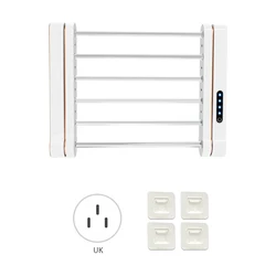 Electric Towel Warmer Rack 6 Bars Wall Mounted Heated Towel Rack with 8LED Purple Light 58W IPX1 Waterproof 90 Degrees Rotation