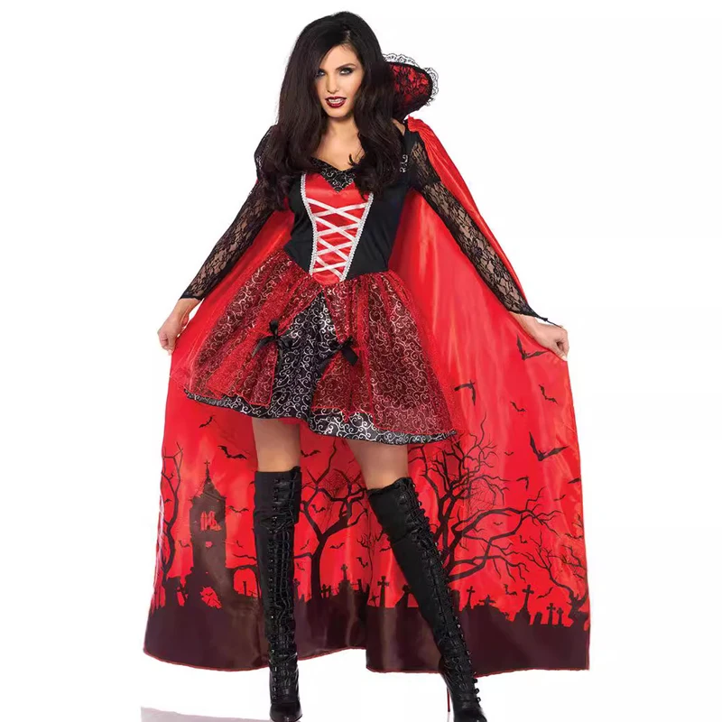 

Carnival Halloween Lady Gothic Vampire Queen Witch Costume Bat Zombie Enchantress Spooktacular Cosplay Fancy Party Dress