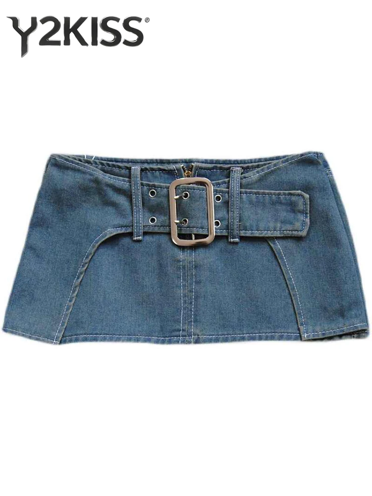 

2026 Summer Women Mini A-line Denim Skirts American Retro Micro Skirt Japanese Kpop Abi Y2k Gyaru Coquette E-girl Harajuku 2000s
