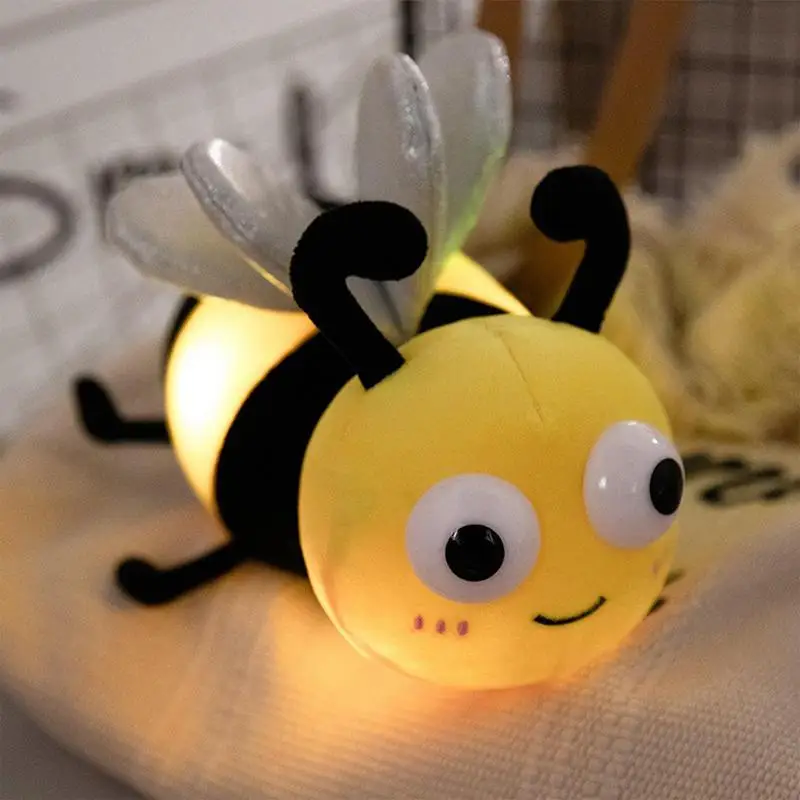 20CM Glowing Insect Plush Doll Cute Luminous Ladybug Firefly Bee Stuffed Animal Toys Creative Gifts