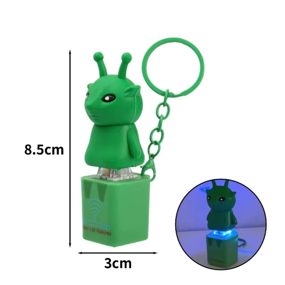 Colorful Lights Funny Alien Cat Keychain Fidget Clicker Small Gift Meme Keychain Sound Bag Hanging Ornament Keys Fidget Keychain