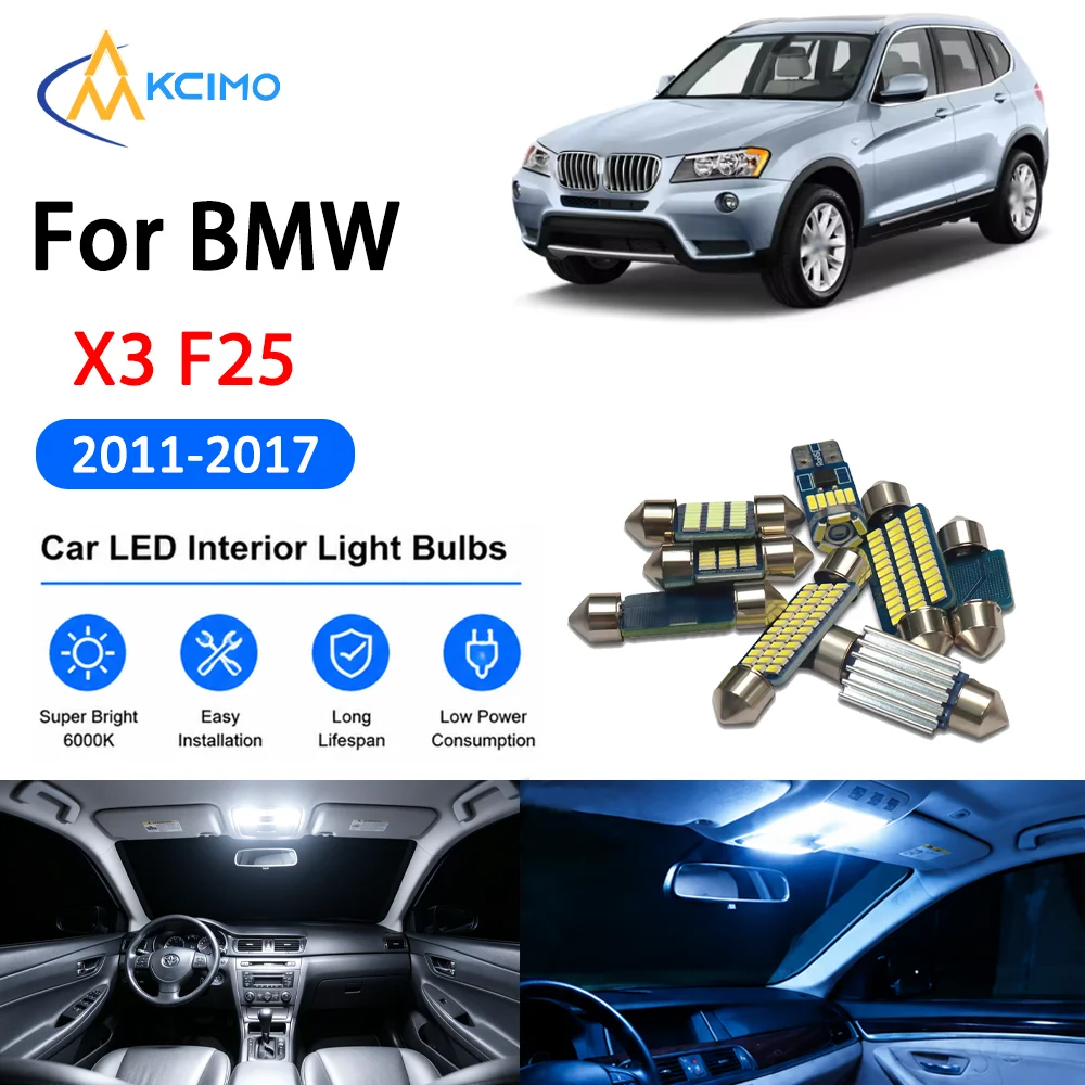Complete LED Interior Dome Light Kit For BMW X3 F25 2011-2017 Door Courtesy Bulb Canbus Safer Reading Mirror Bright Lamps