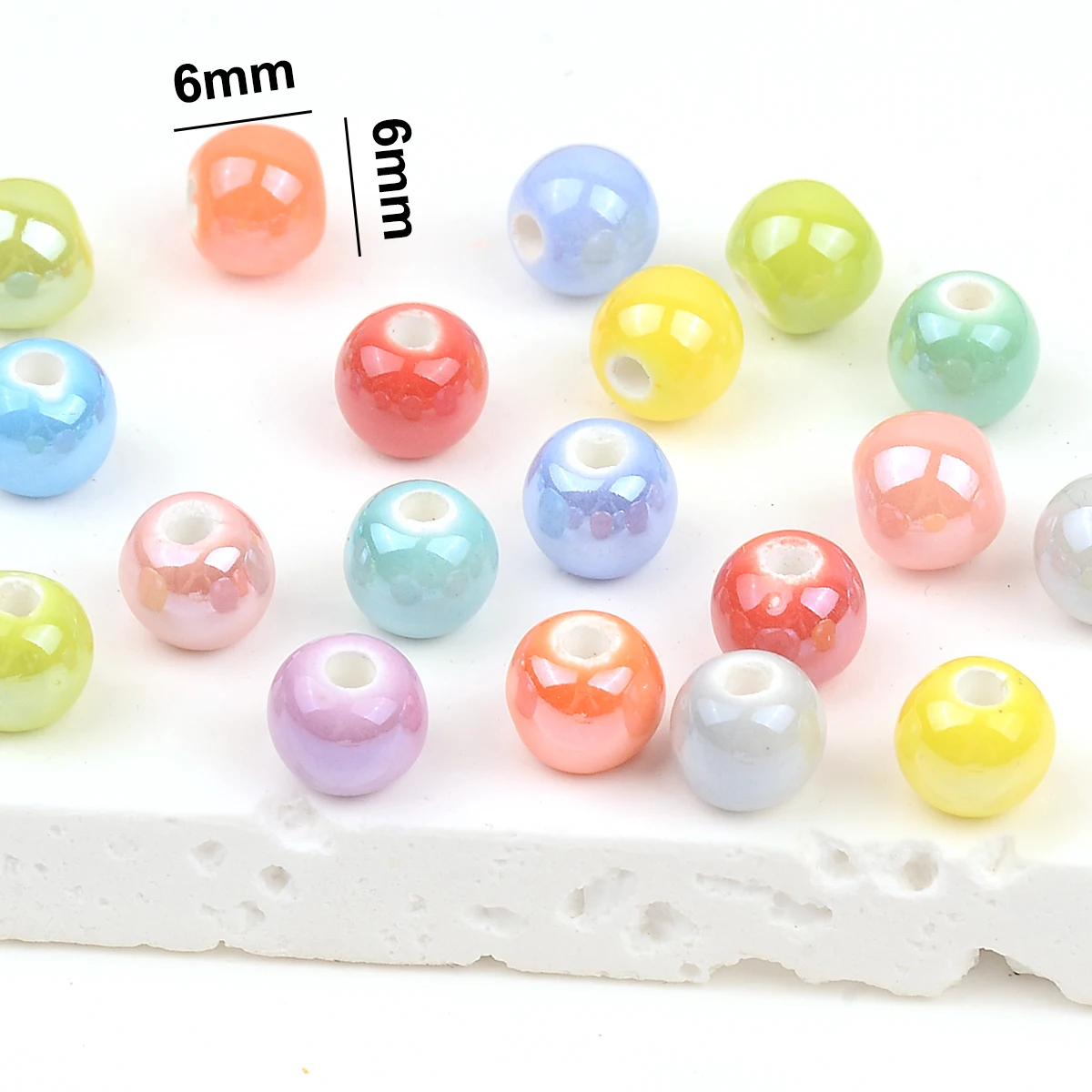 30pcs Round Ceramic Beads 6mm Mix Colors For Jewelry Making Bracelet Necklace Earring DIY Hole Beads Accessoires