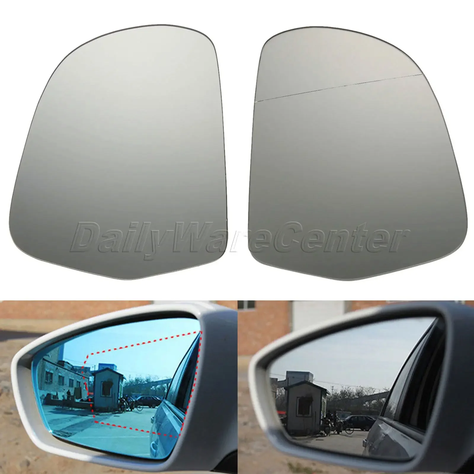 

1Pair L+R Heated Door Wing Mirror Glass Car Rearview Side Mirrors For AUDI A3 A4 S4 A5 A6 S6 A8 Allroad Q3 SKODA OCTAVIA SUPERB