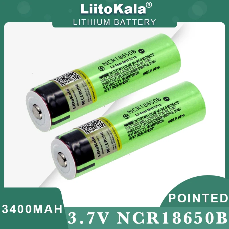 بطارية LiitoKala جديدة أصلية NCR18650B 3.7 فولت 3400 مللي أمبير بطارية ليثيوم قابلة للشحن 18650 مع بطاريات مدببة (بدون PCB)