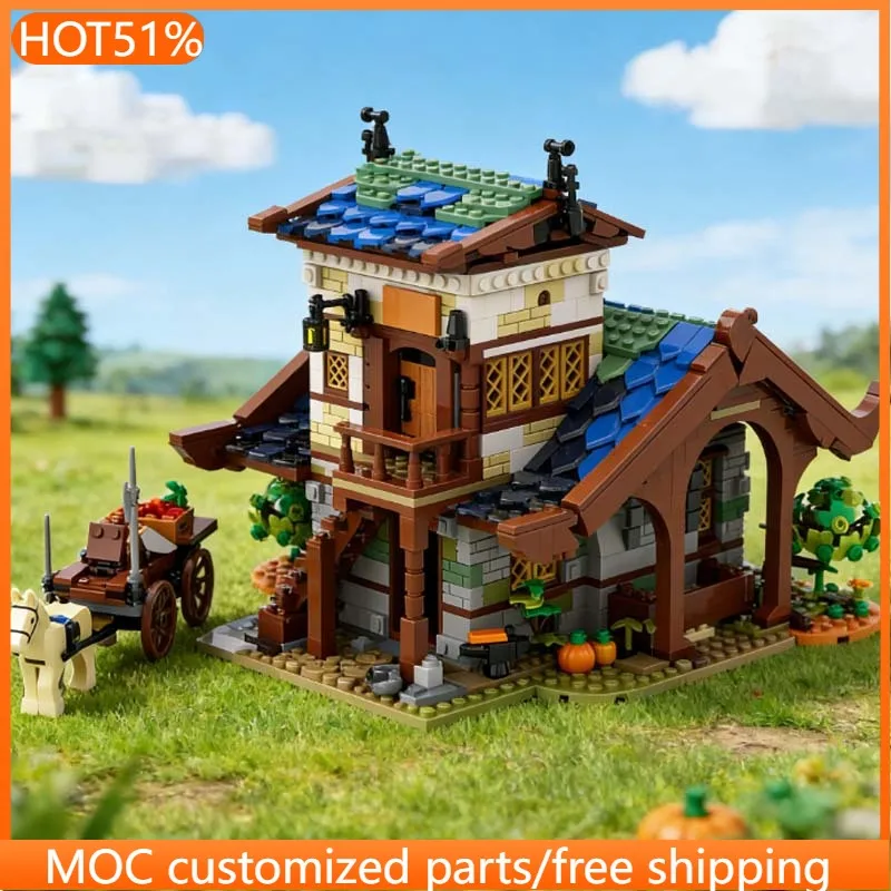 

1681 PCS City Street Barn MOC Customize Modular Building Block Model Popular Simple Creative Design Kids DIY Assembly Toy Gift