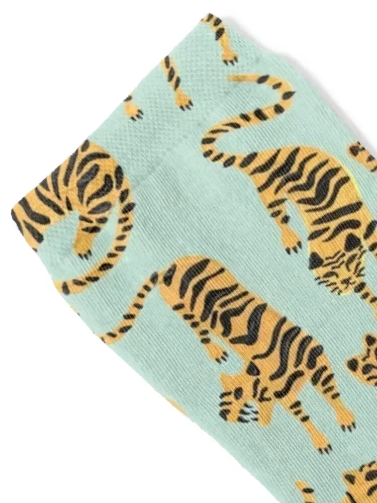 Tiger Collection – Mint & Orange Socks new year hiking Toe sports short Ladies Socks Men's